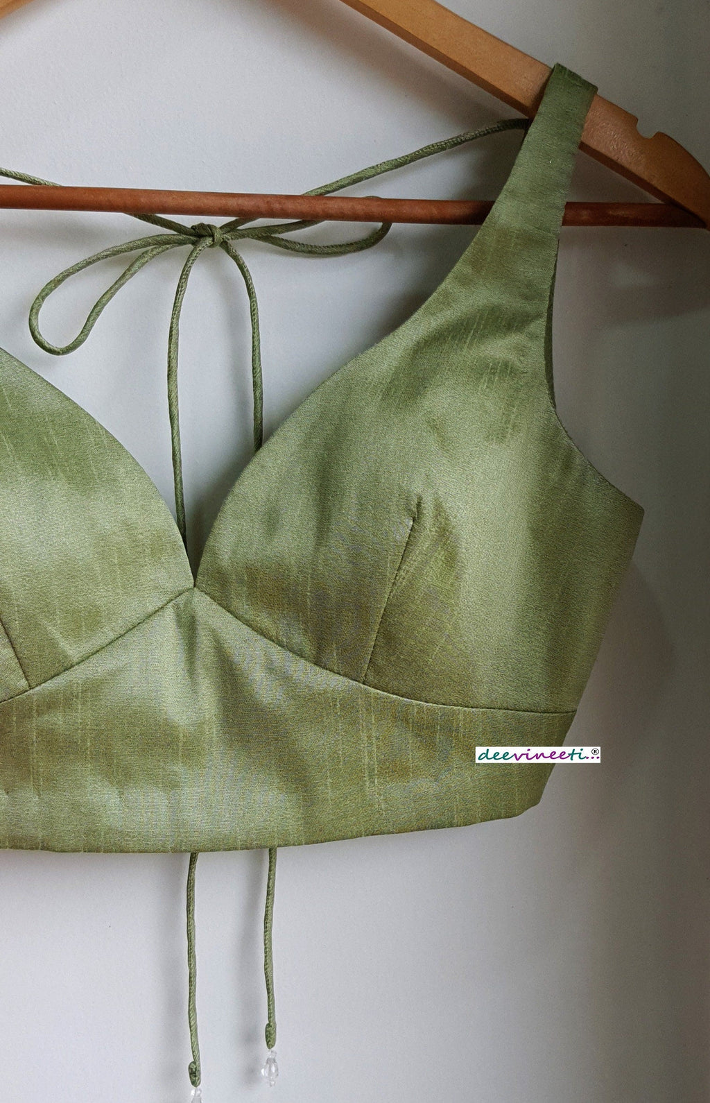 Raw Silk Deep Sweetheart Neck Solid Blouse DVBL_271