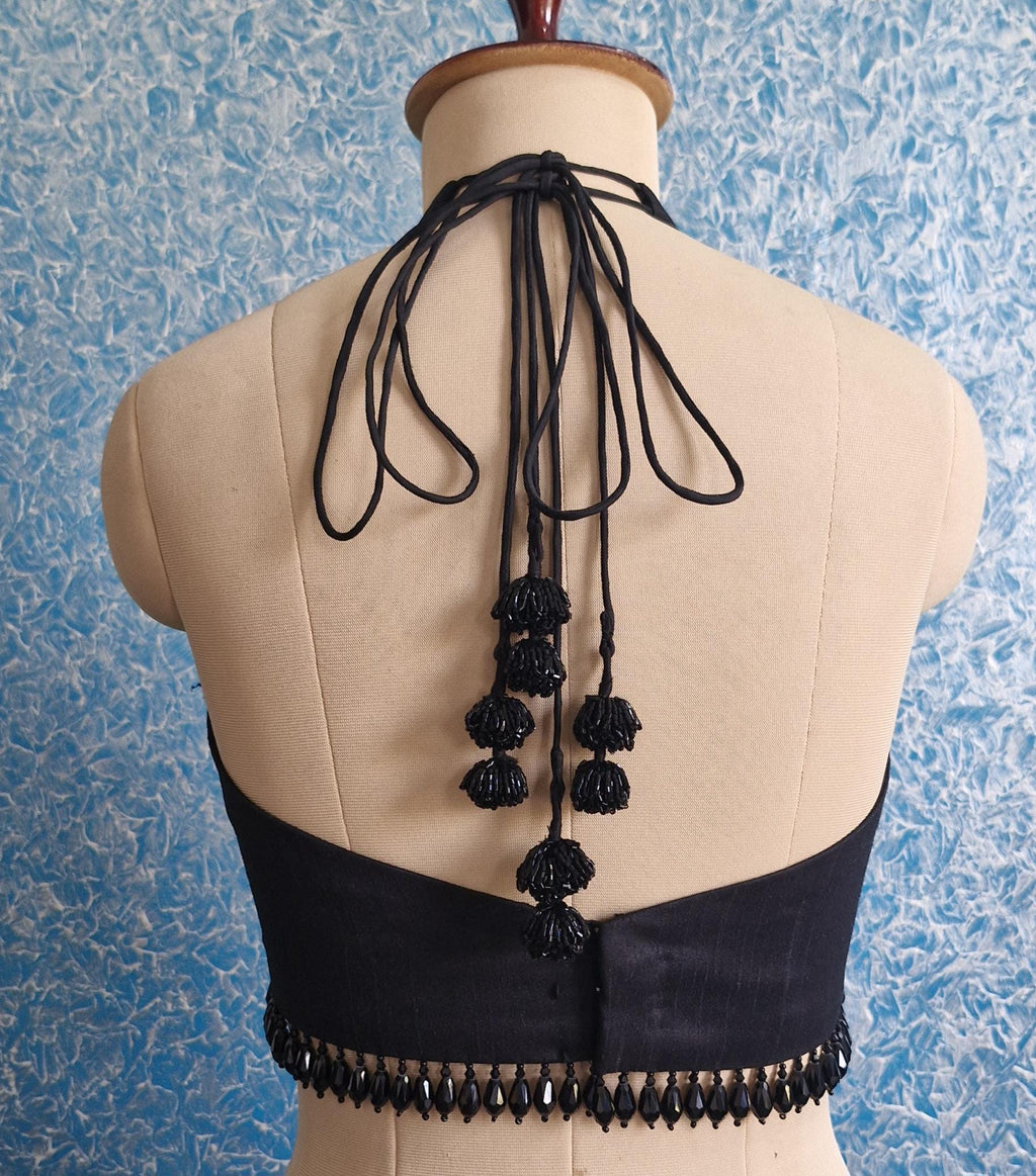 Raw Silk Blouse Deep Sweetheart Halter Neck DVBL_430