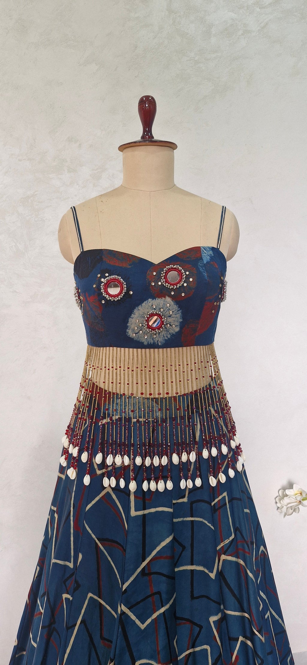 Blue Geometric Print Modal Silk Lehenga Choli DVMTD_0305