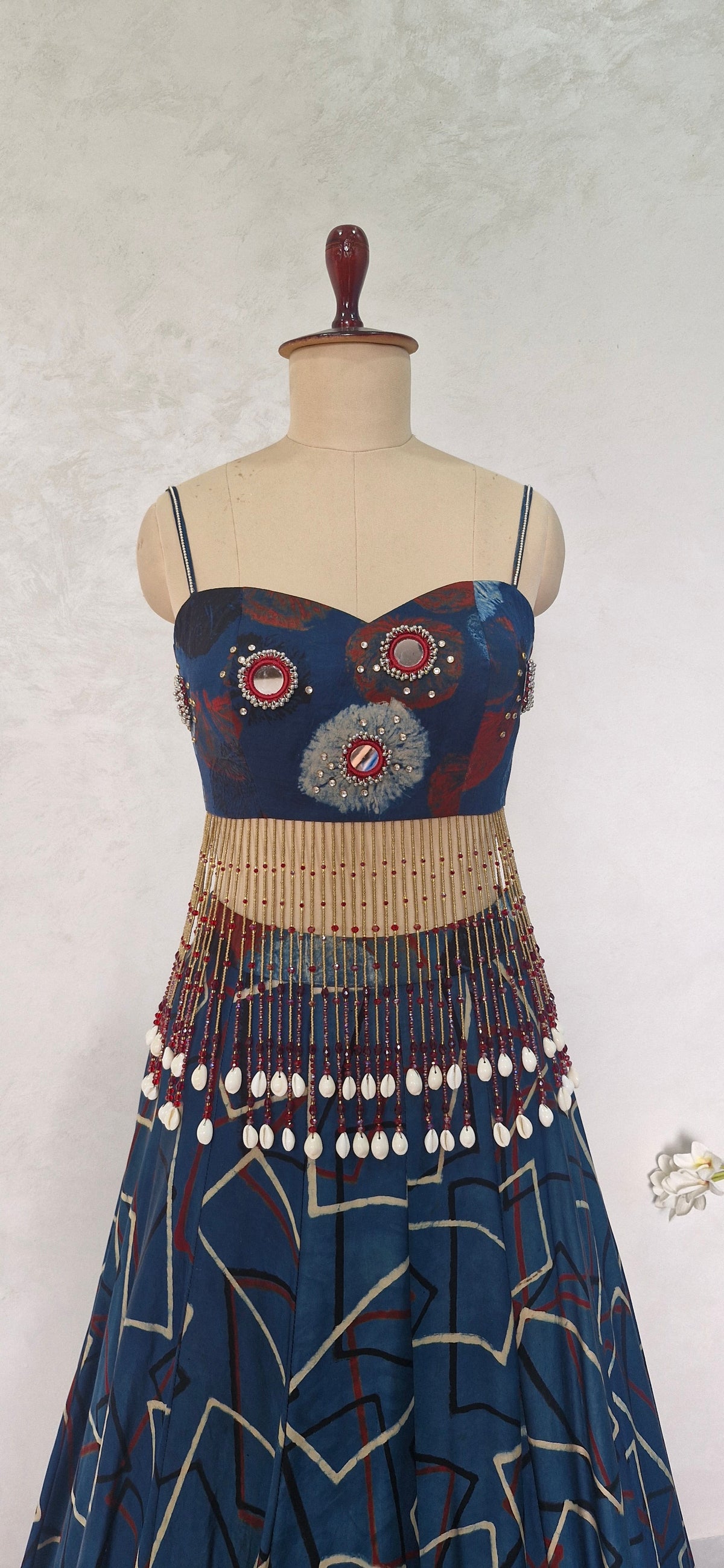 Blue Geometric Print Modal Silk Lehenga Choli DVMTD_0305