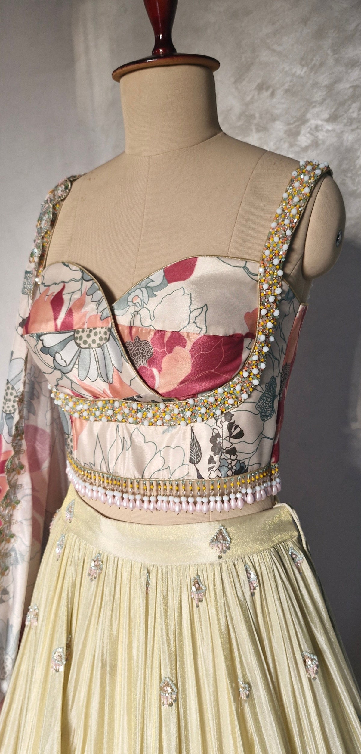 Champagne Gold Embroidered Tissue Silk Lehenga Choli DVMTD_0307
