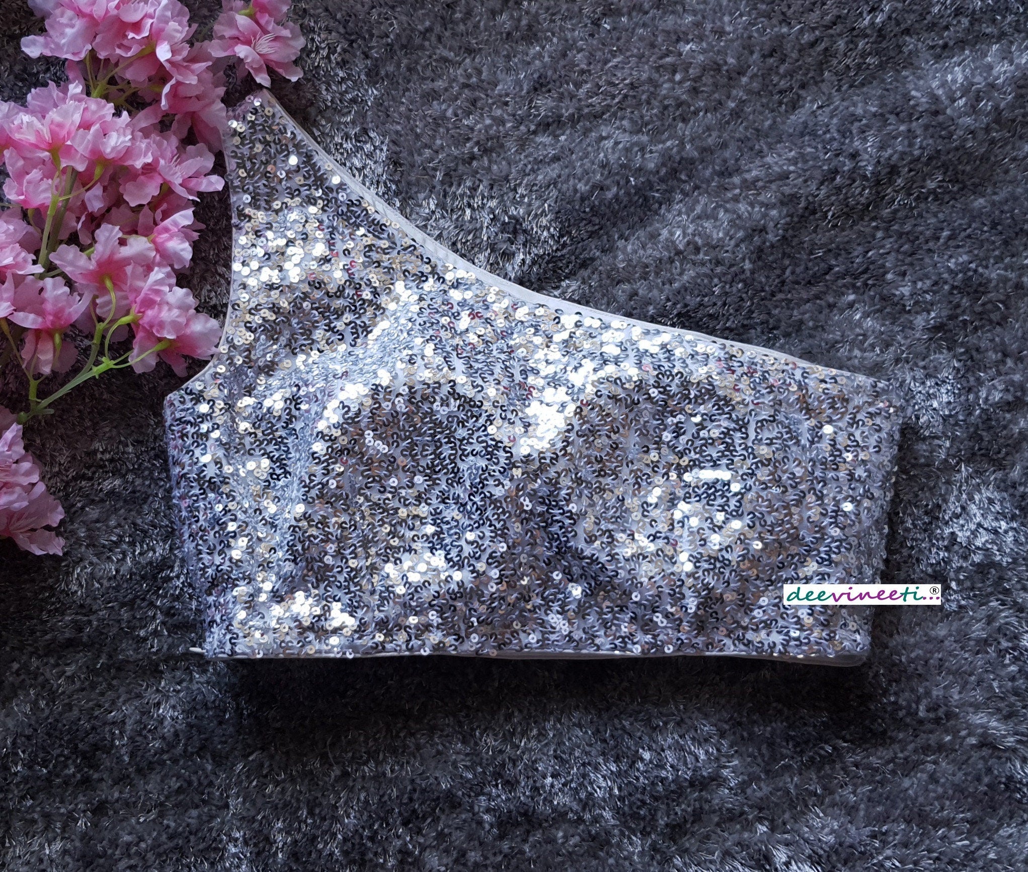 Gold Sequins One Shoulder Blouse DVBL_028