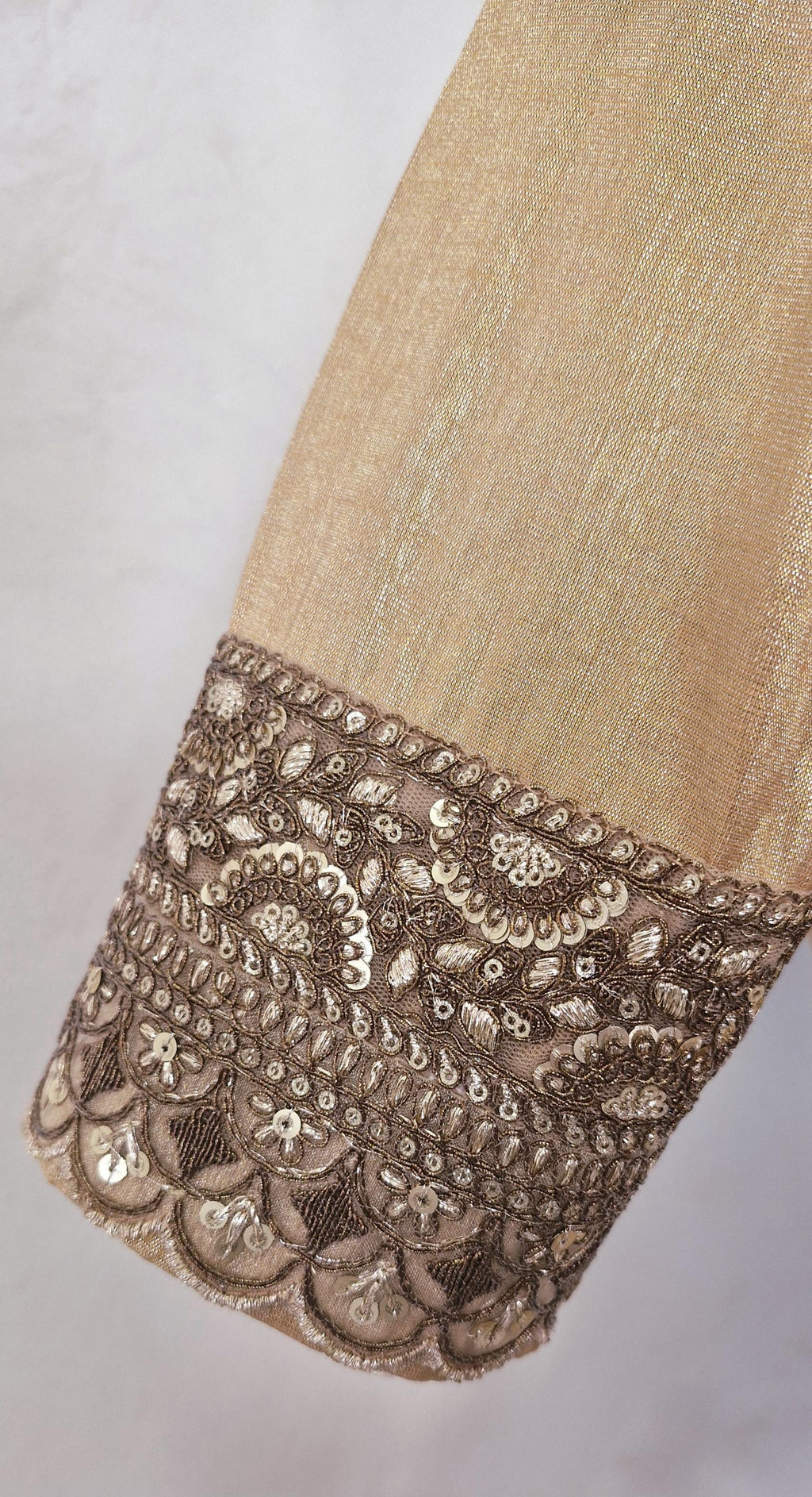Copper Rose Gold Banarasi Tissue Scallop Neck Blouse DVBL_444