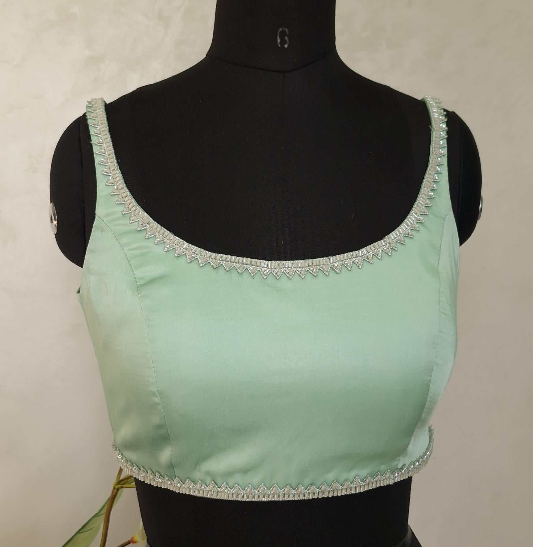 Mint Green Modal Satin Sleeveless Blouse DVBL_406
