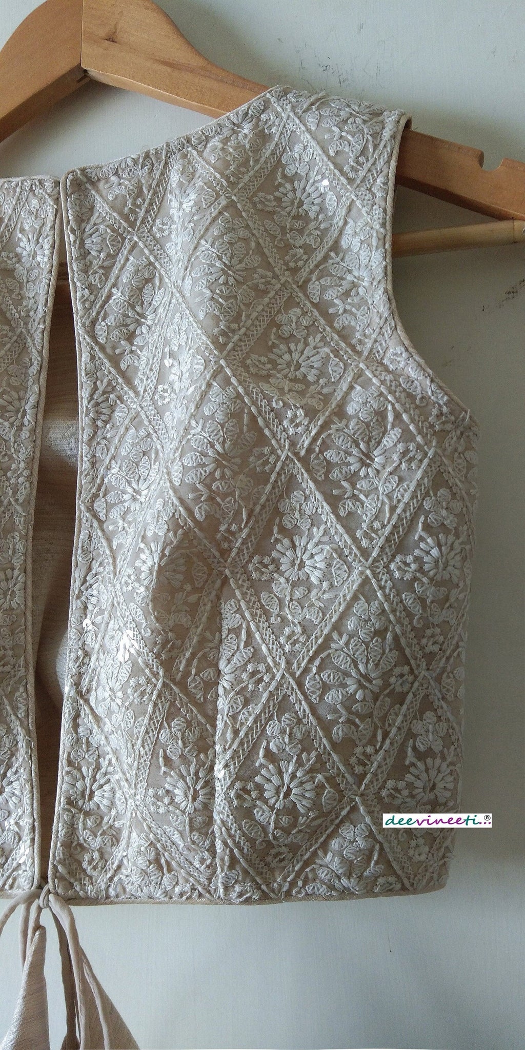Embroidered Threadwork Beige Blouse DVBL_031