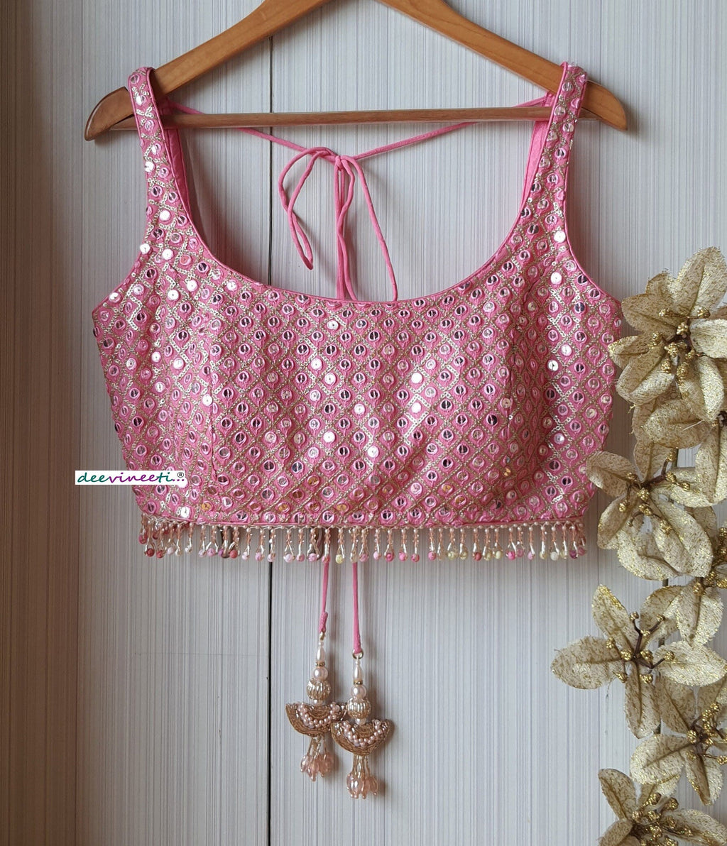 Embroidered Pink Blouse U Neck DVBL_204
