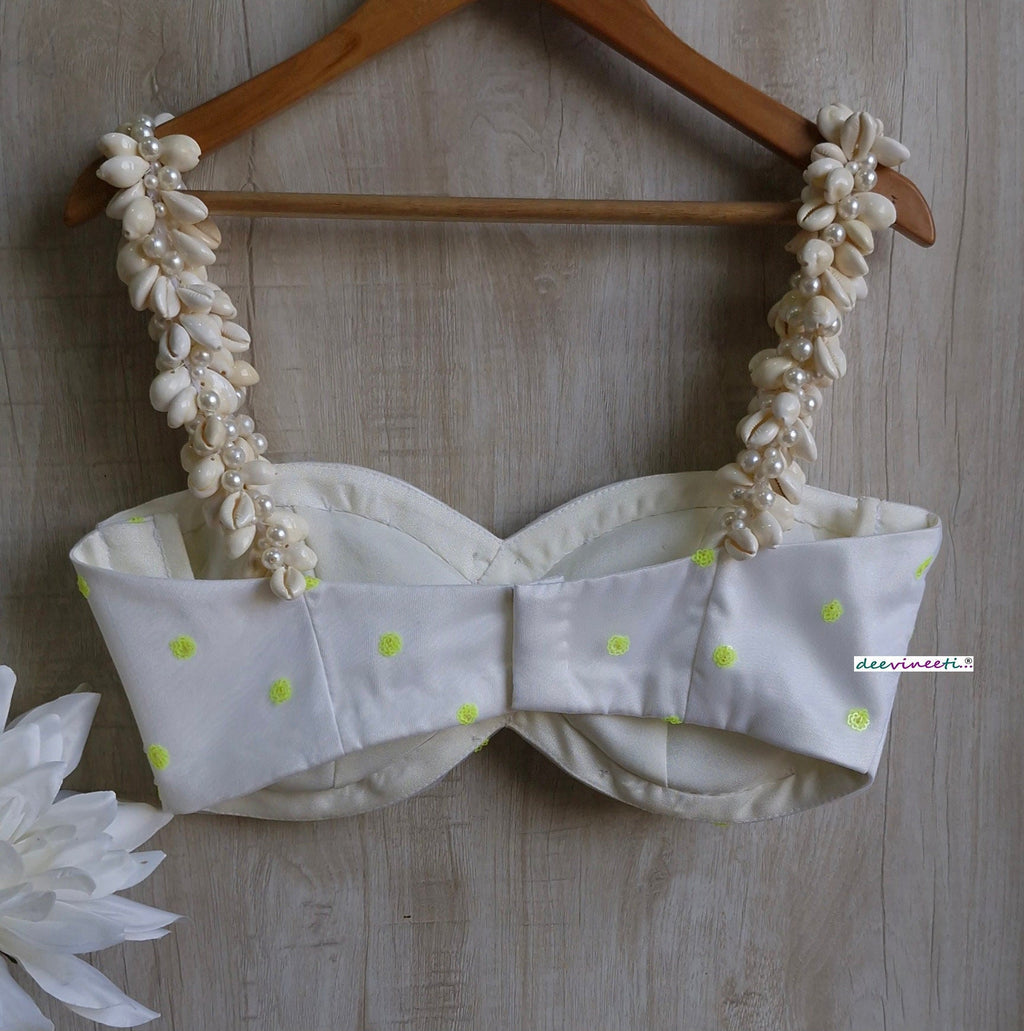 White Shells Spaghetti Beach Wear Blouse DVBL_359
