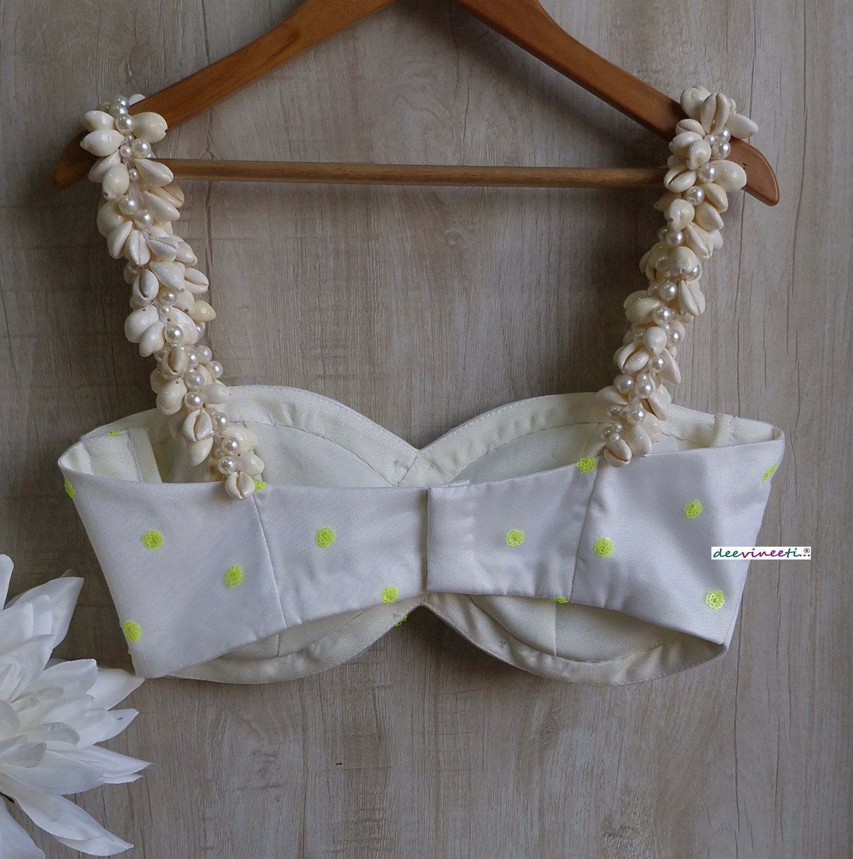 White Shells Spaghetti Beach Wear Blouse DVBL_359