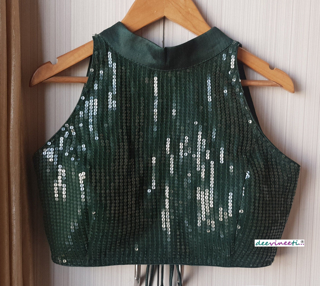 Designer Sequins Georgette Blouse High Collar DVBL_149