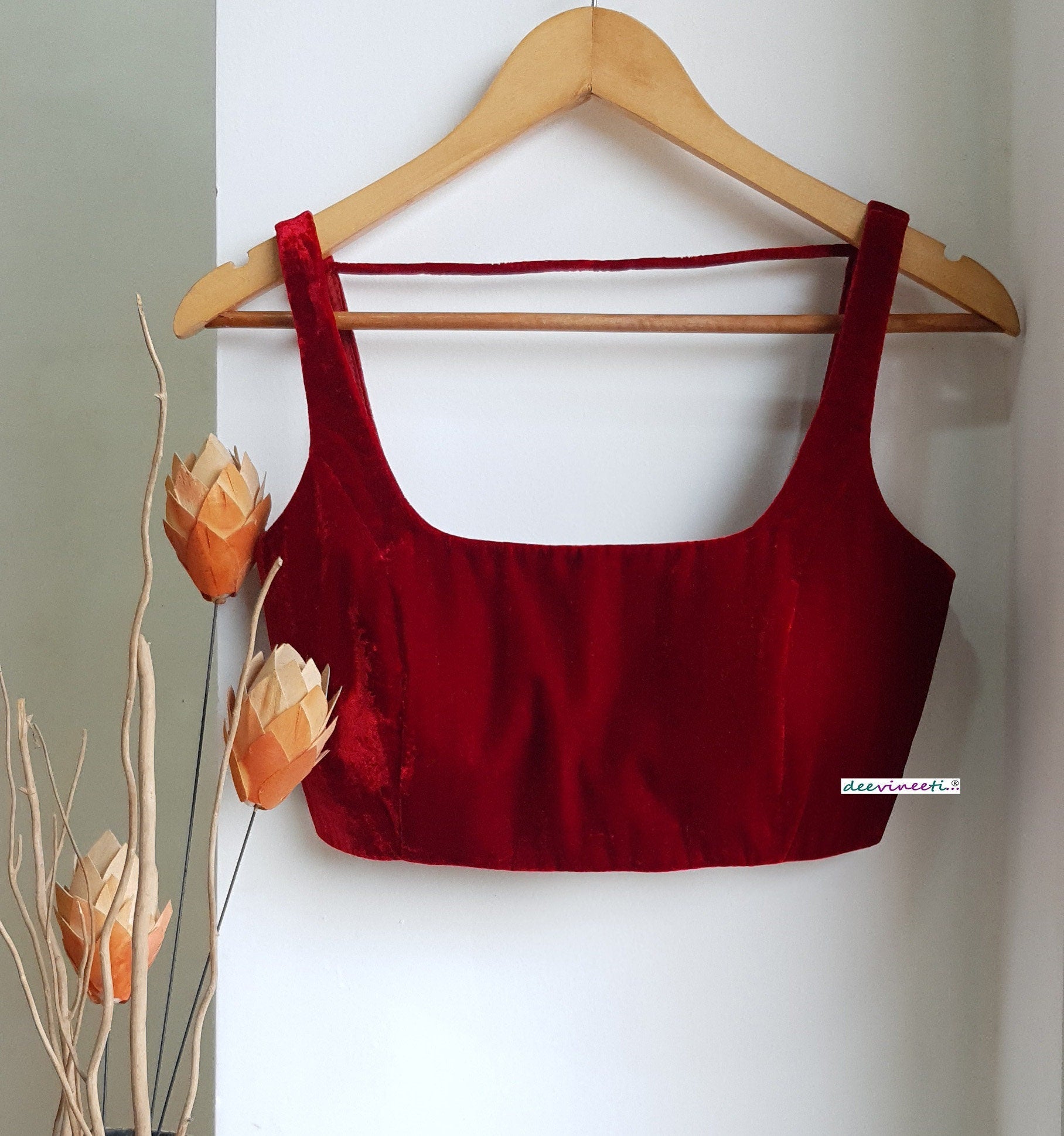 Velvet Blouse Square Neckline Sleeveless DVBL_274