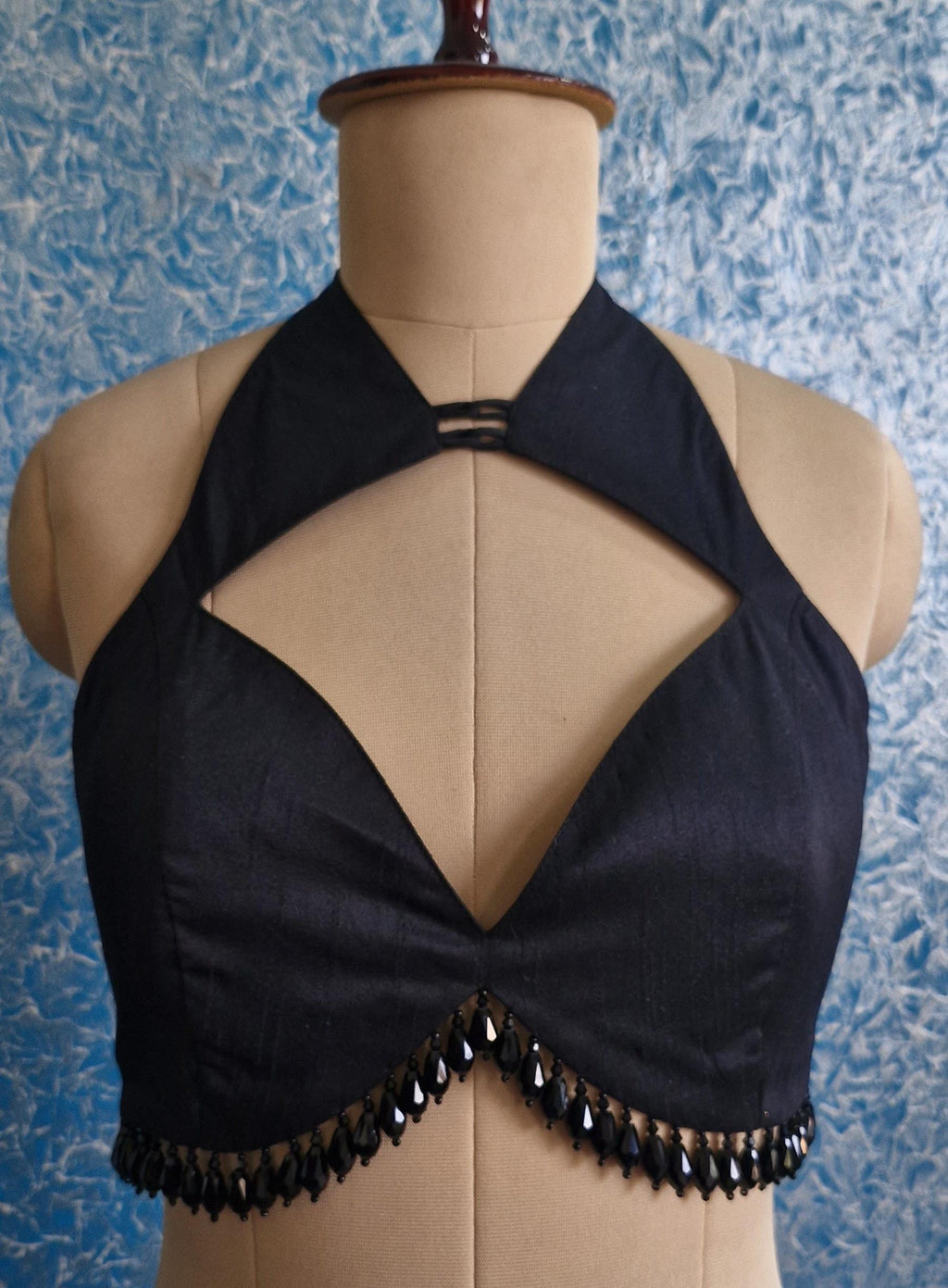 Raw Silk Blouse Deep Sweetheart Halter Neck DVBL_430