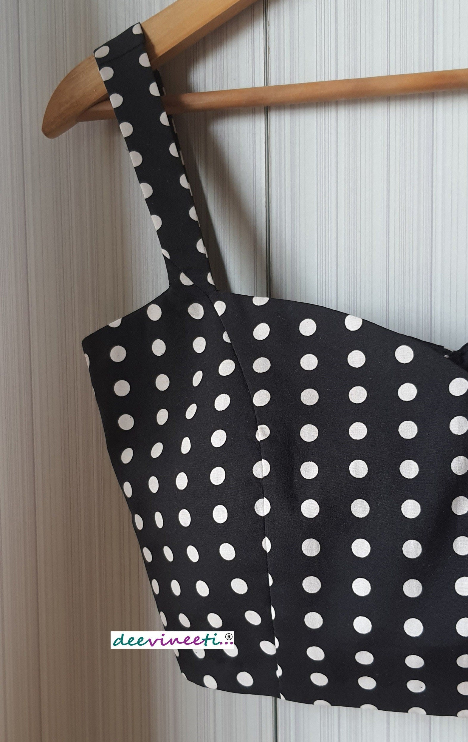 Black Polka Spaghetti Blouse DVBL_076