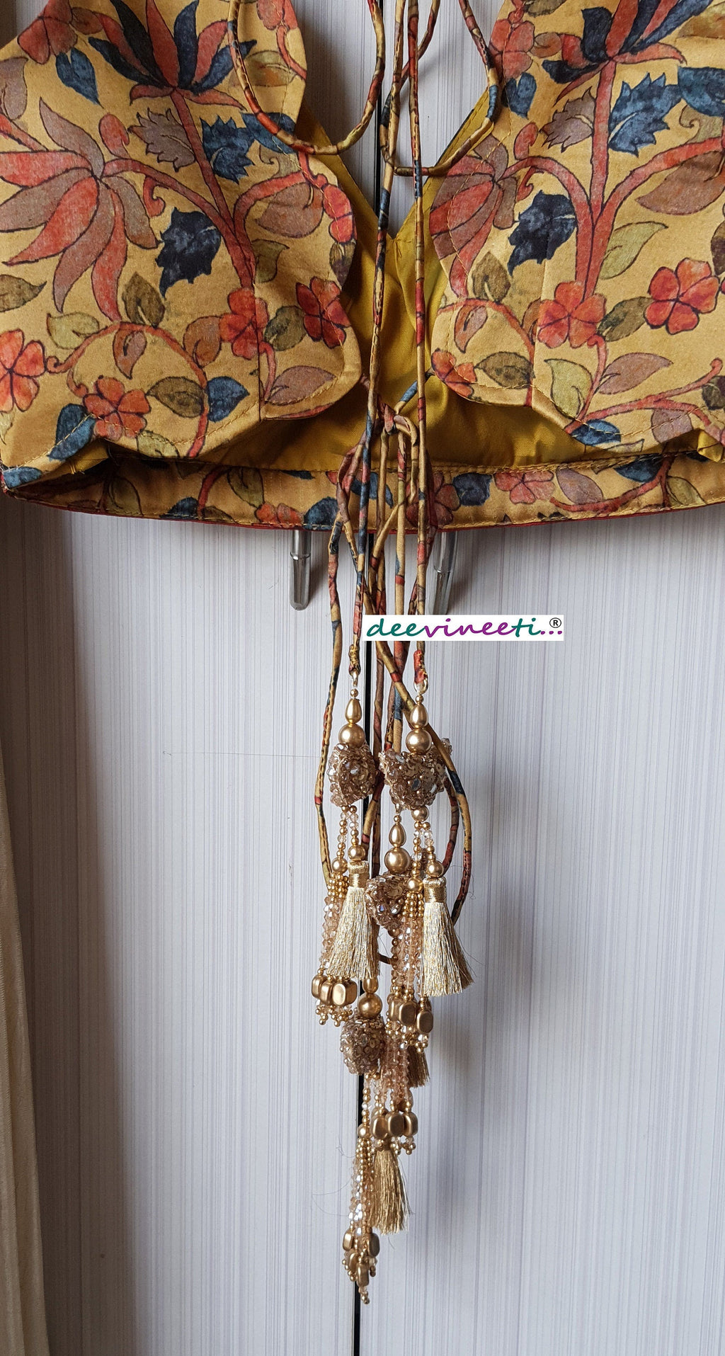 Medallion Yellow Printed Scallop Neck Blouse DVBL_241