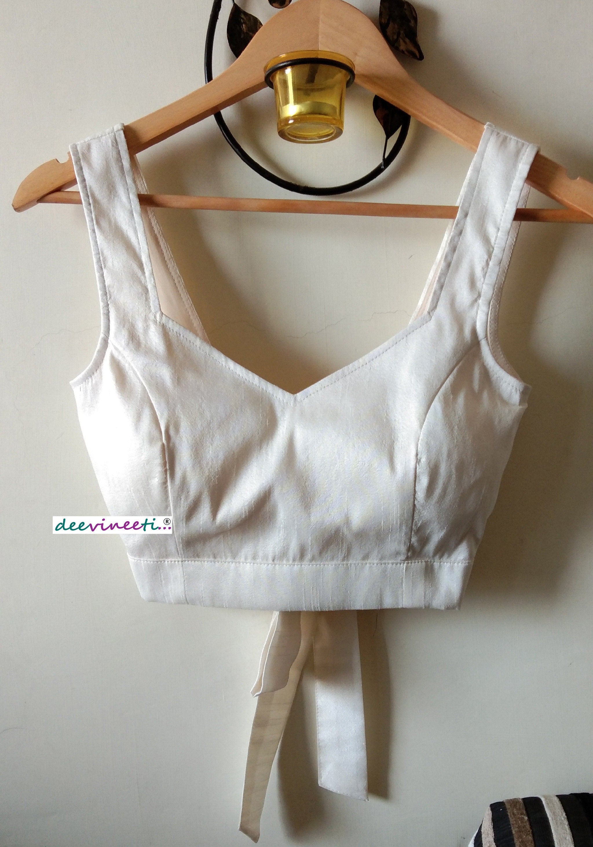 Raw Silk Semi Sweetheart Neck Solid Blouse DVBL_049