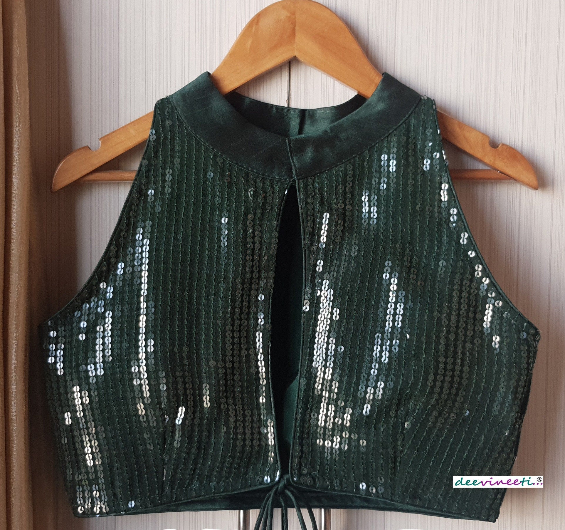 Designer Sequins Georgette Blouse High Collar DVBL_149