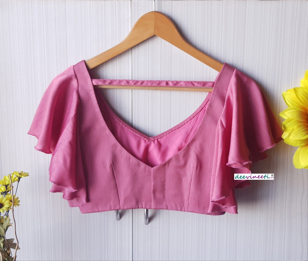 Pink Art Silk Ruffled Sleeves Blouse DVBL_105