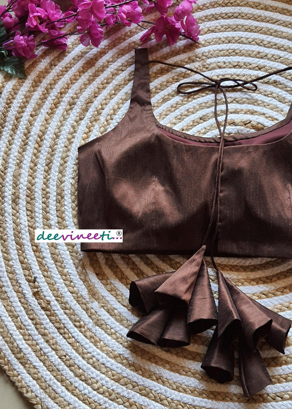 Raw Silk U Neck Solid Blouse DVBL_086
