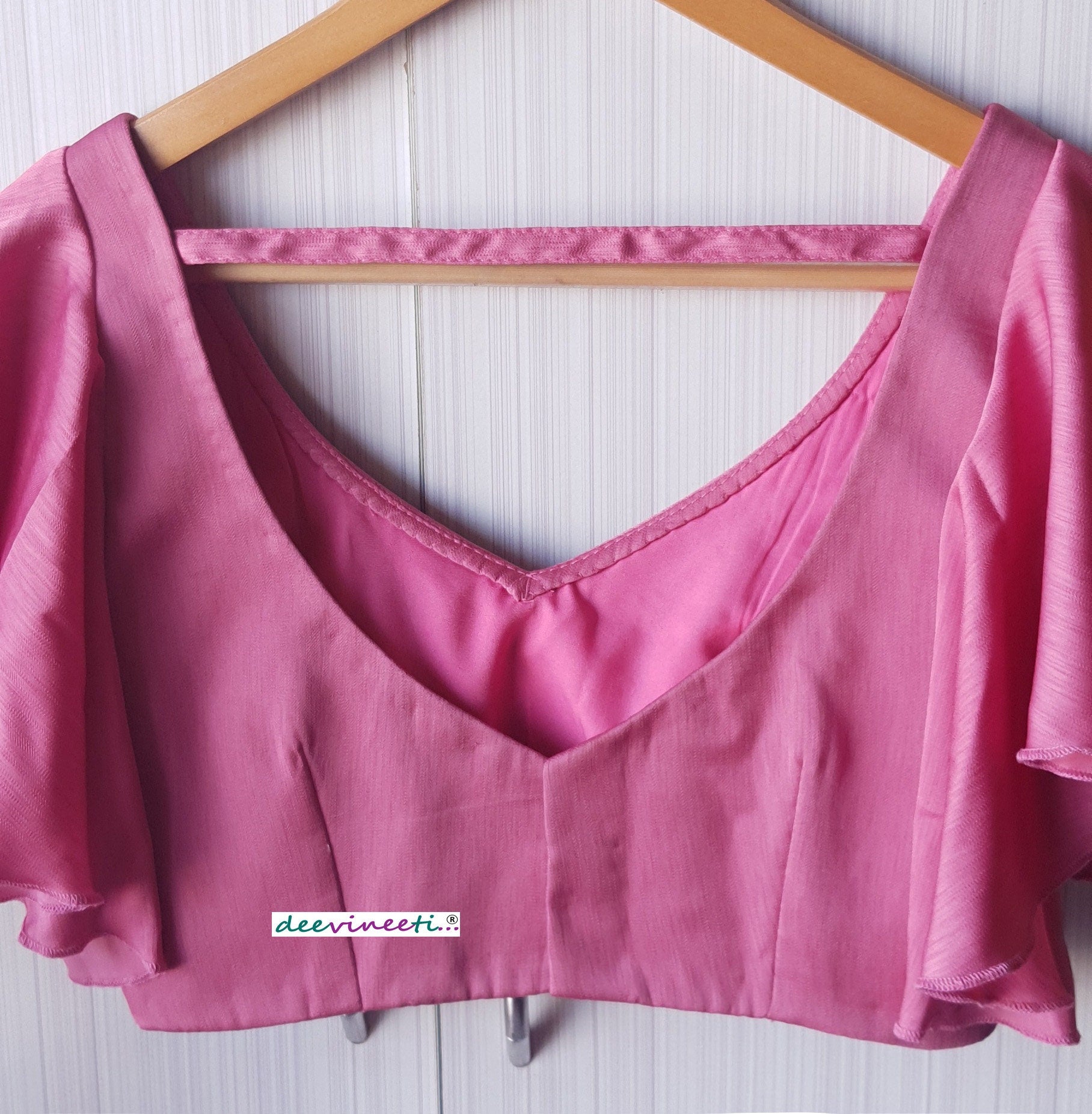 Pink Art Silk Ruffled Sleeves Blouse DVBL_105
