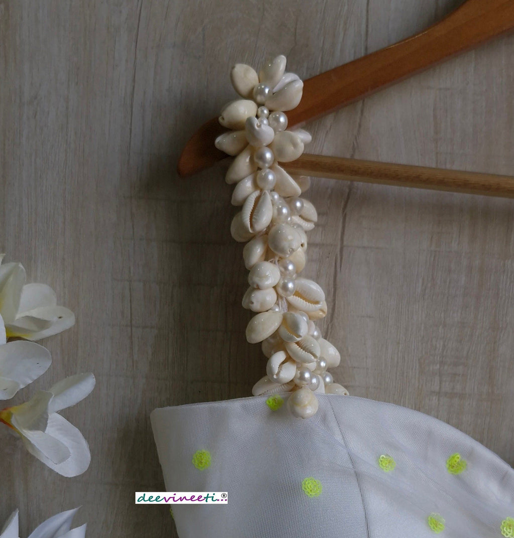 White Shells Spaghetti Beach Wear Blouse DVBL_359