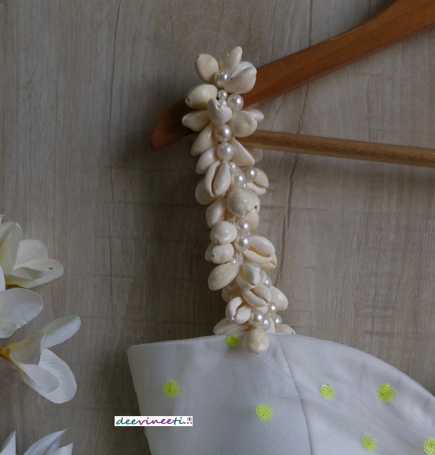 White Shells Spaghetti Beach Wear Blouse DVBL_359