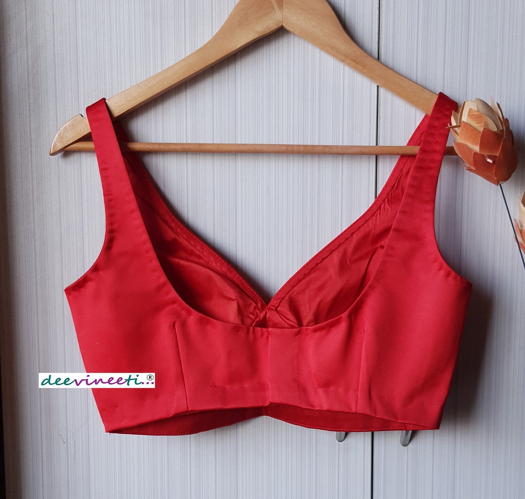 Satin Blouse Deep Sweetheart Neck Sleeveless DVBL_240