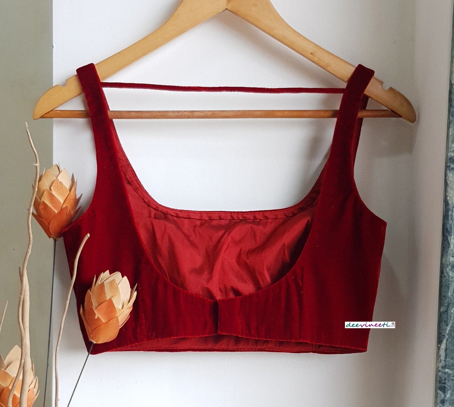 Velvet Blouse Square Neckline Sleeveless DVBL_274