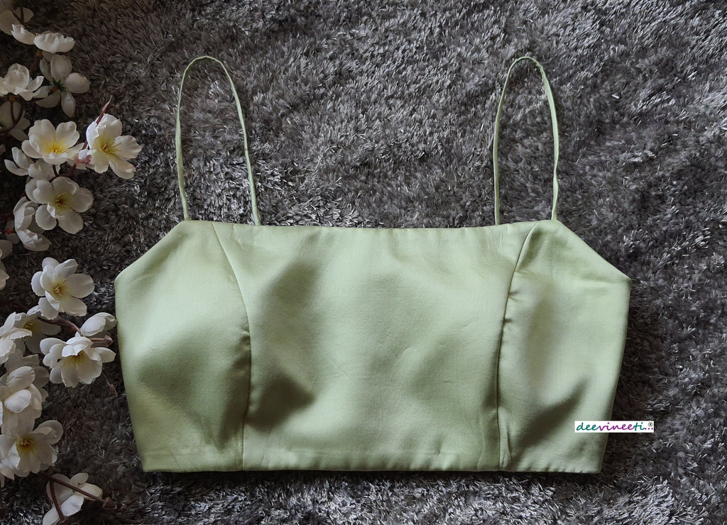 Mint Green Modal Satin Spaghetti Blouse DVBL_093