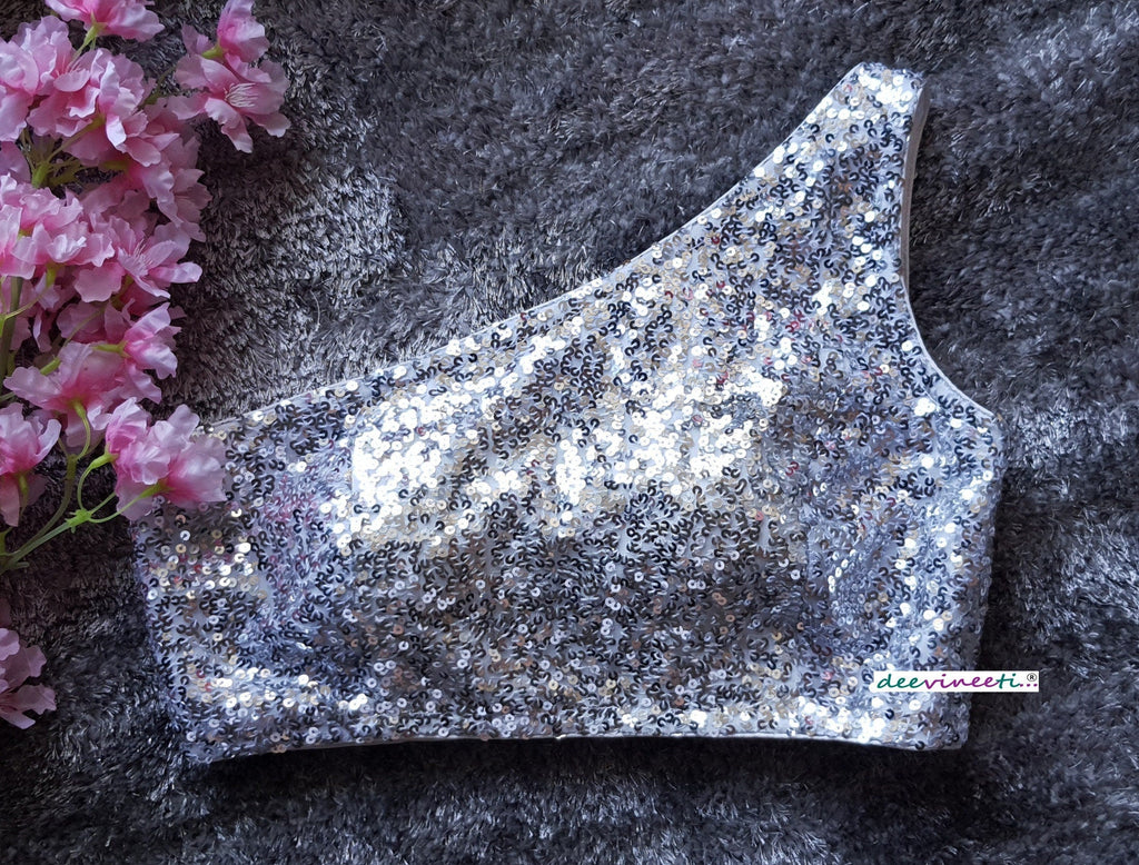 Gold Sequins One Shoulder Blouse DVBL_028