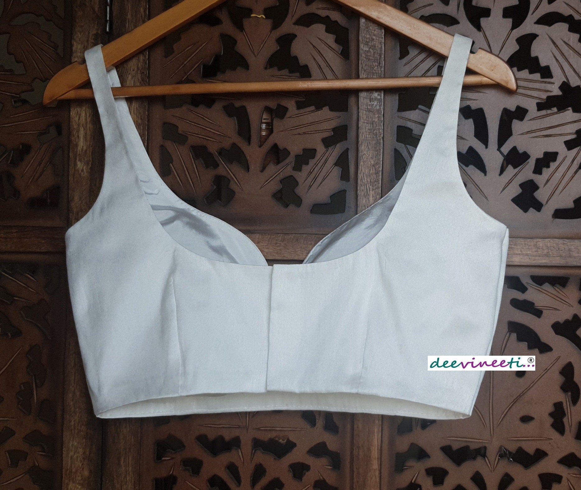 Raw Silk Deep Sweetheart Neck Solid Blouse DVBL_119