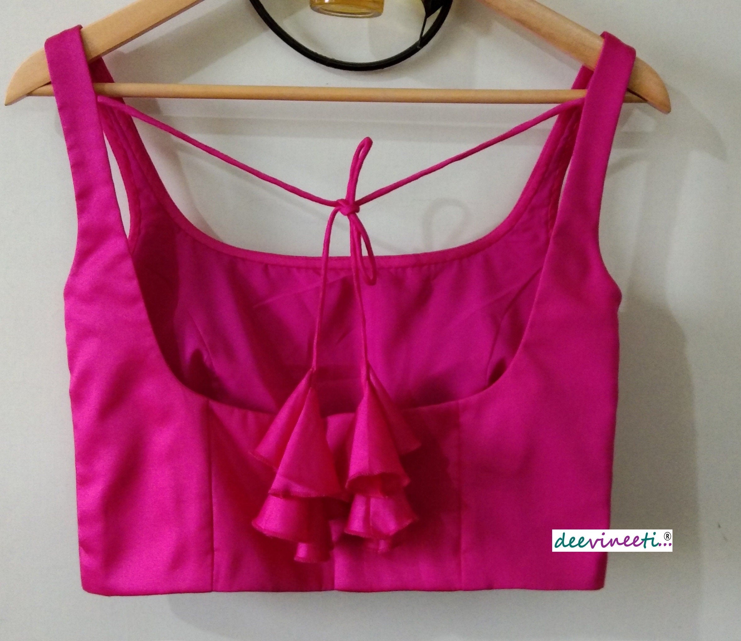 Modal Satin Hot Pink U Neck Blouse DVBL_019