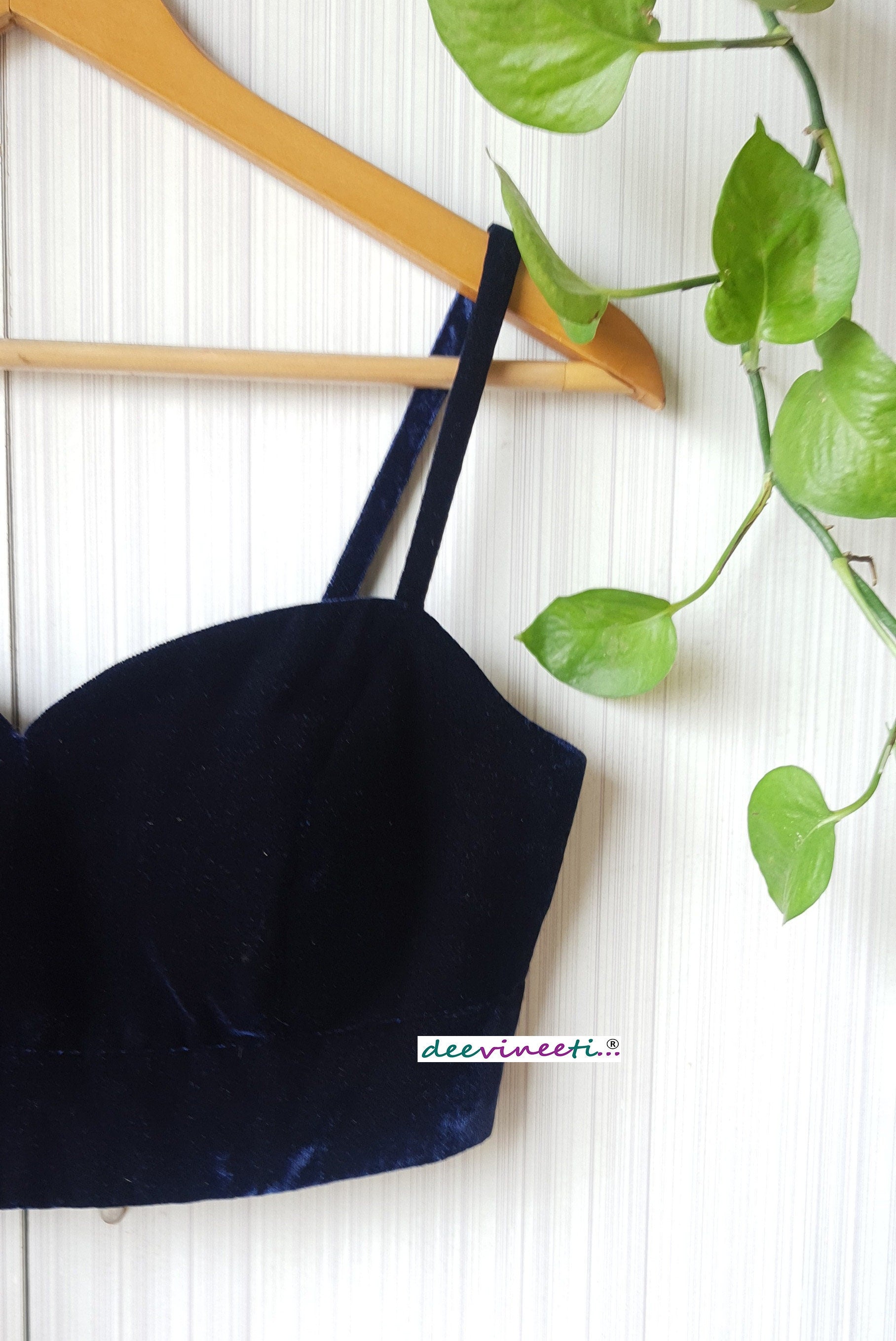 Velvet Deep Sweetheart Neck Spaghetti Blouse DVBL_263