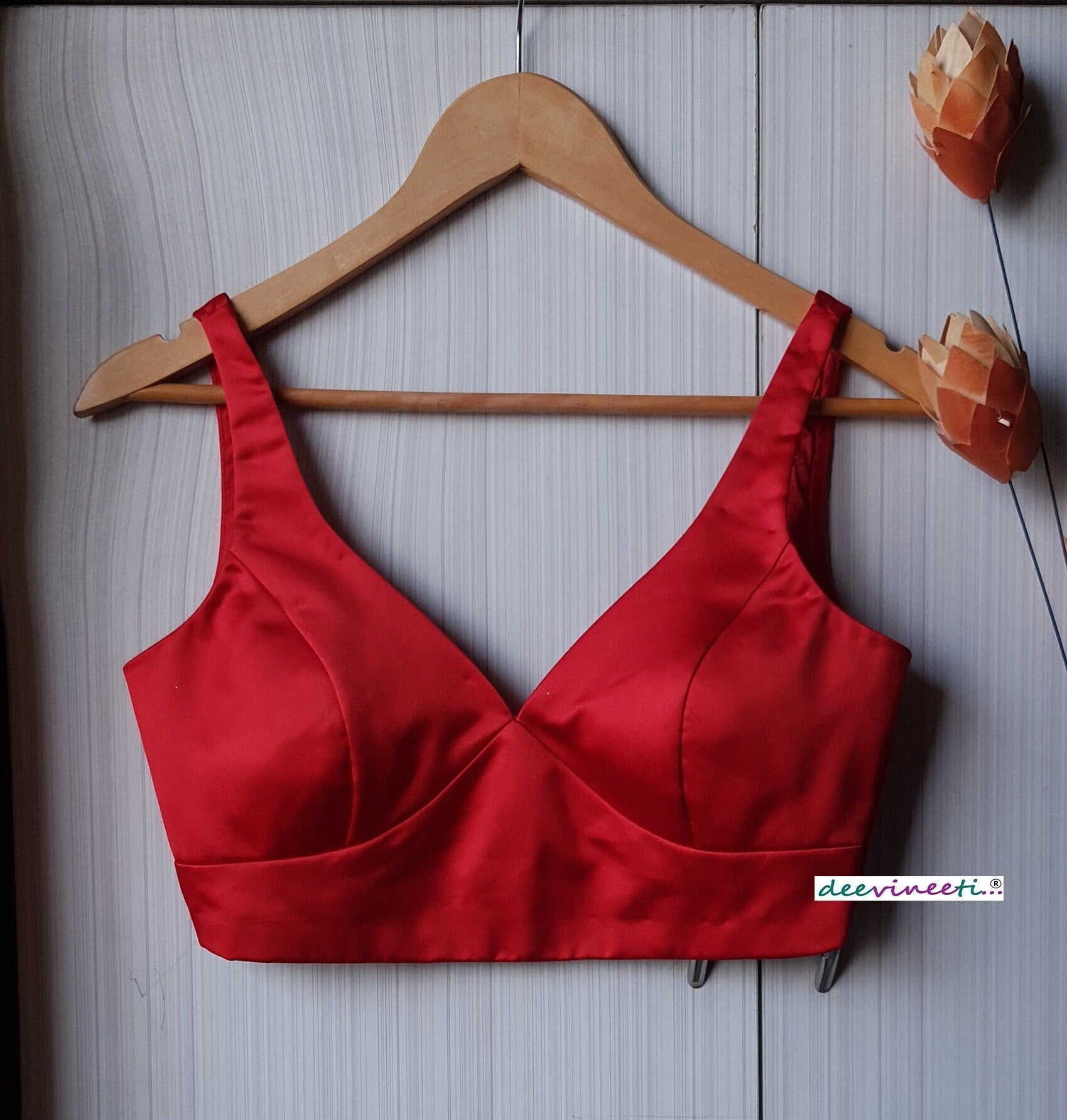 Satin Blouse Deep Sweetheart Neck Sleeveless DVBL_240