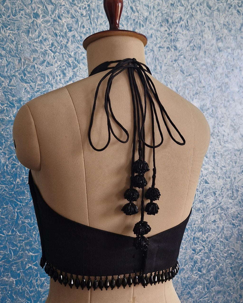 Raw Silk Blouse Deep Sweetheart Halter Neck DVBL_430