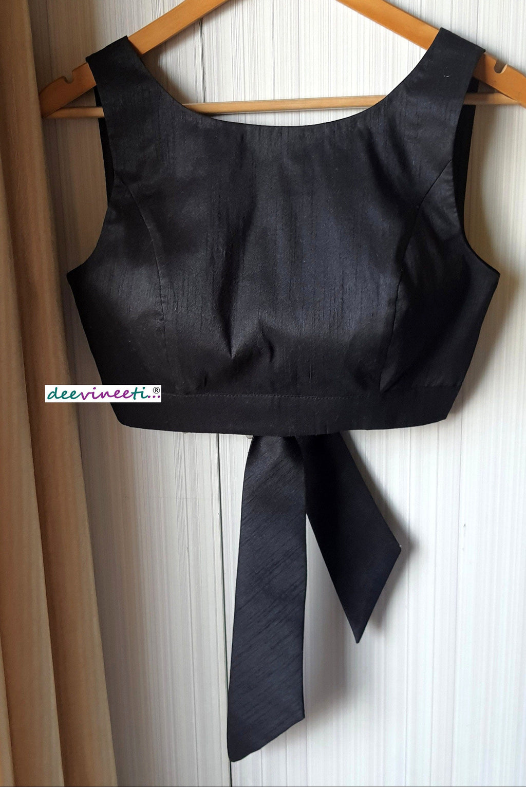 Raw Silk Boat Neck Solid Blouse DVBL_101