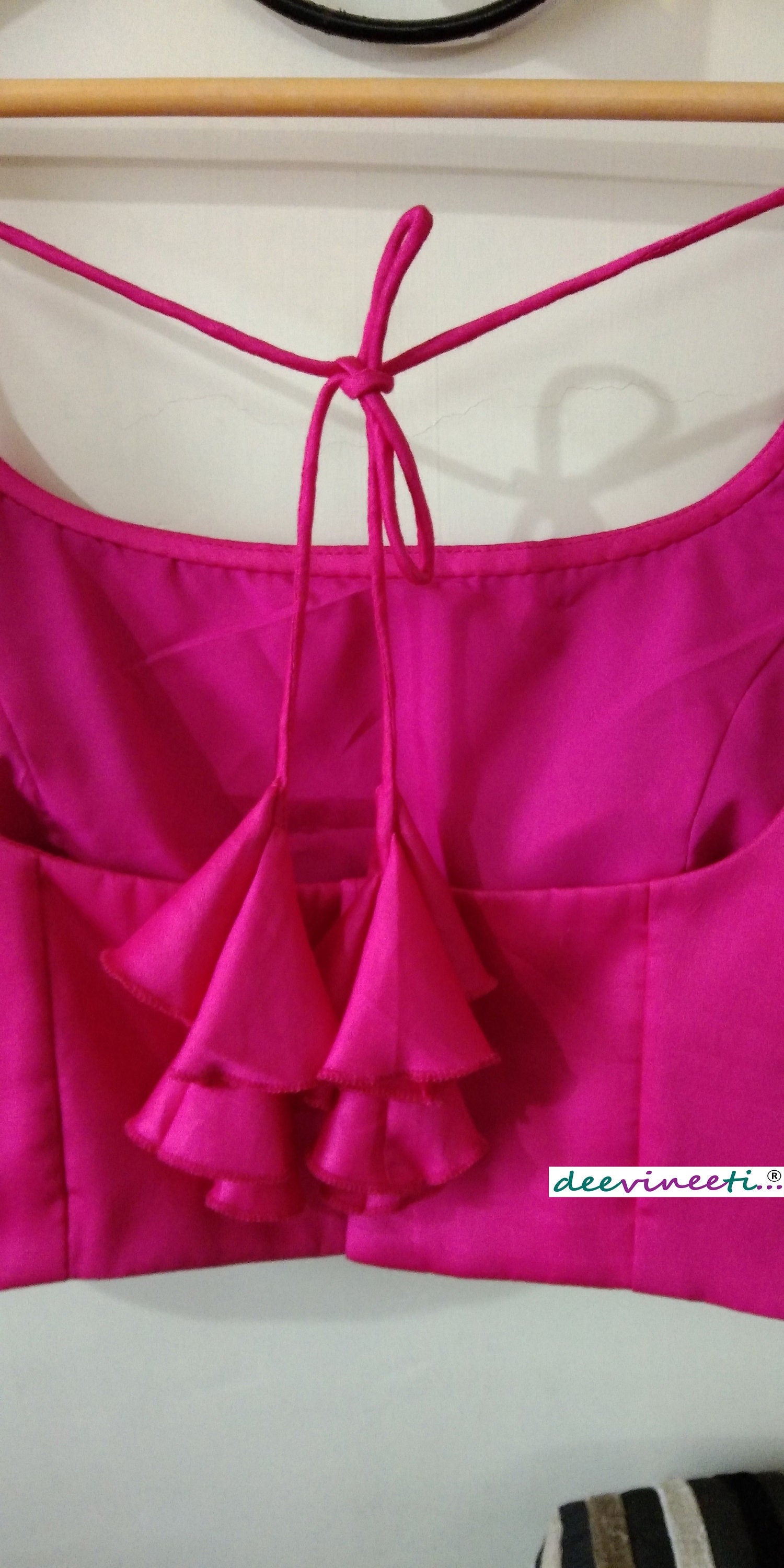 Modal Satin Hot Pink U Neck Blouse DVBL_019