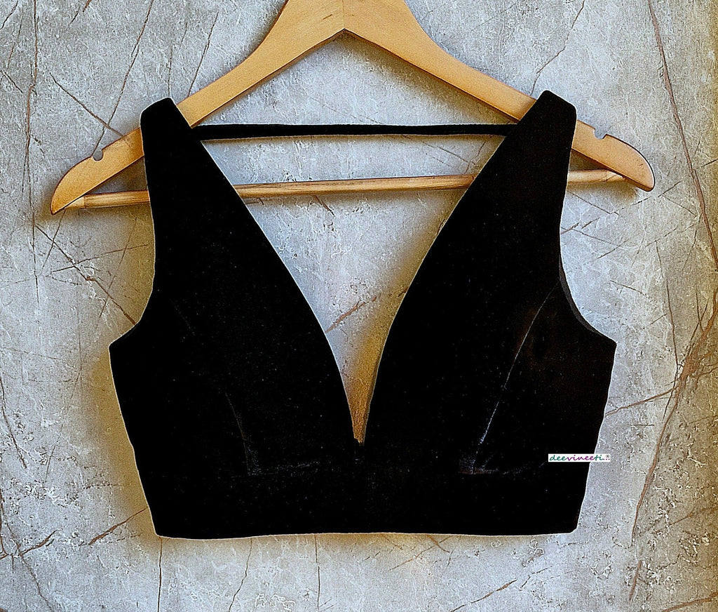 Velvet Plunge Neckline Blouse DVBL_332