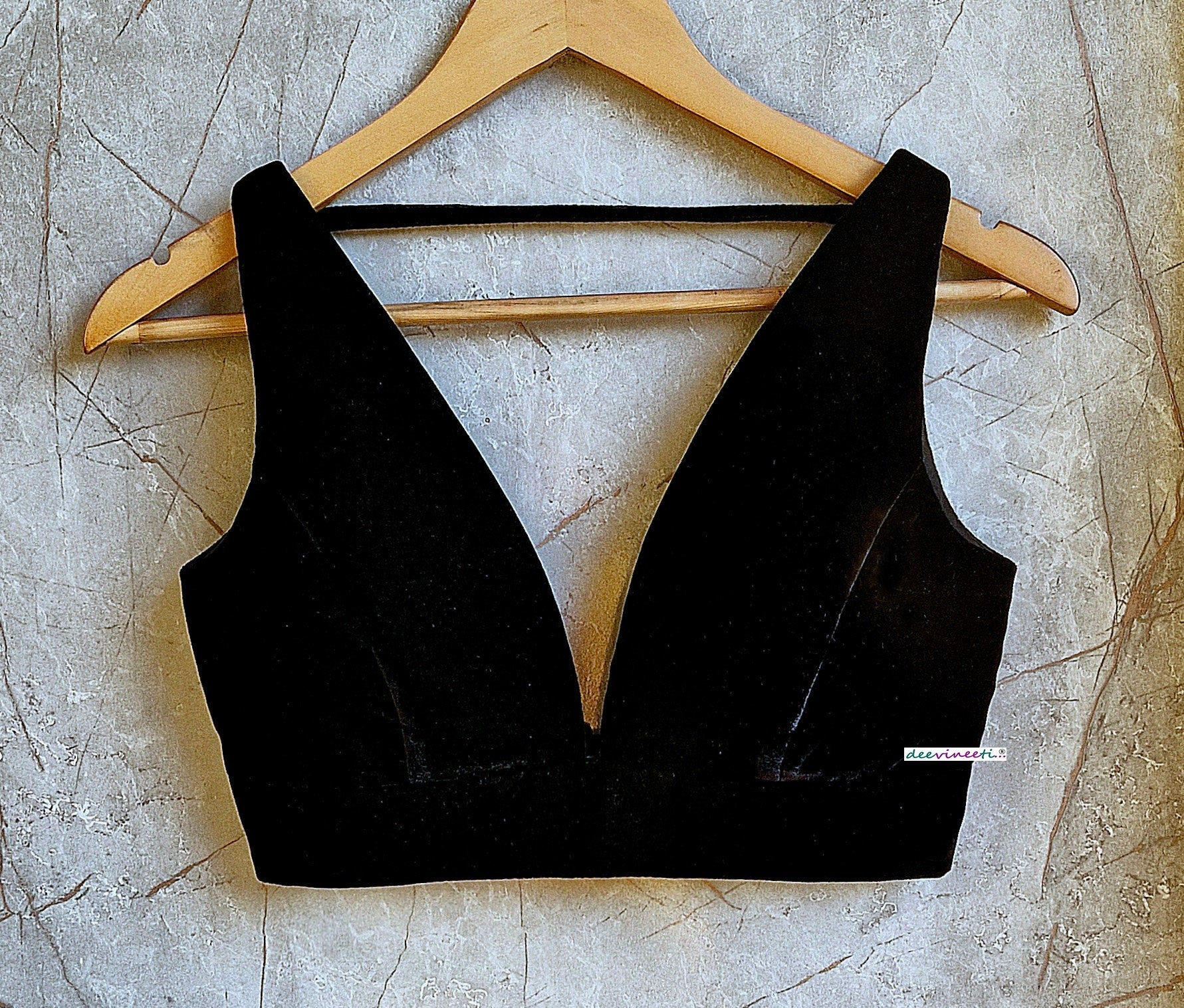 Velvet Plunge Neckline Blouse DVBL_332