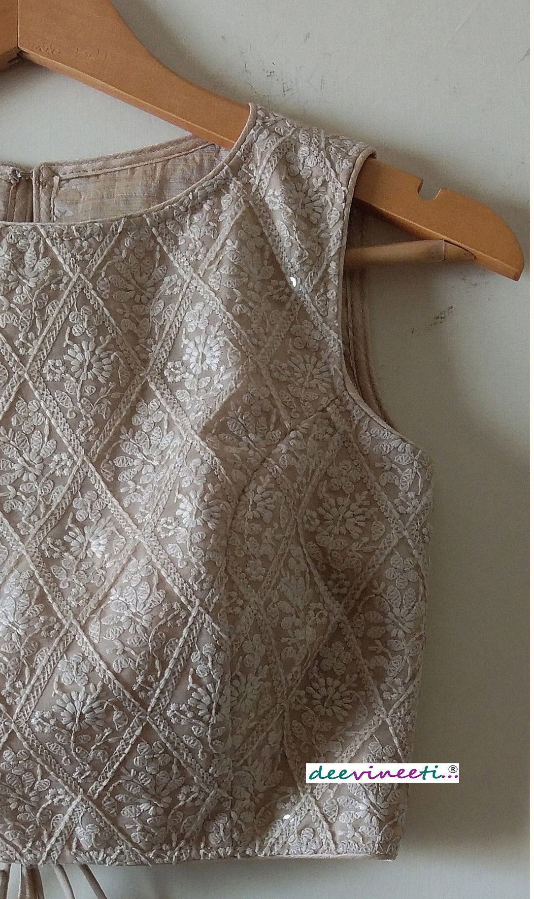 Embroidered Threadwork Beige Blouse DVBL_031