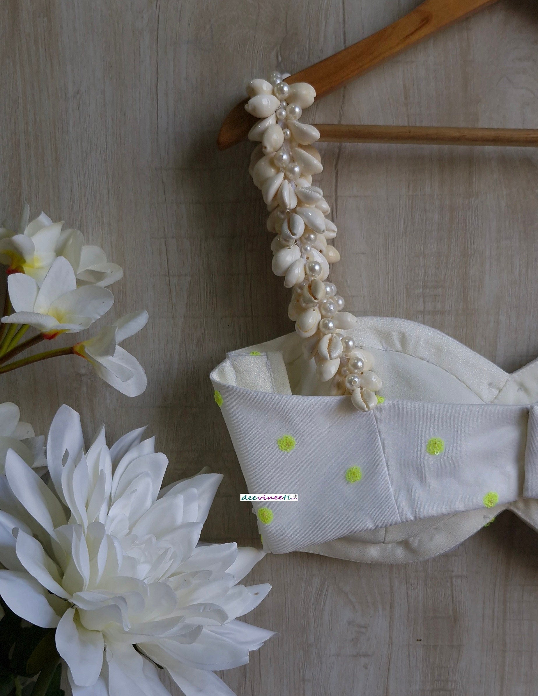 White Shells Spaghetti Beach Wear Blouse DVBL_359