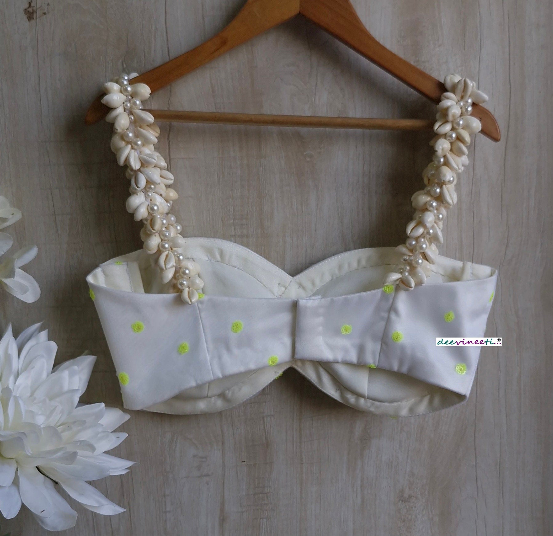 White Shells Spaghetti Beach Wear Blouse DVBL_359