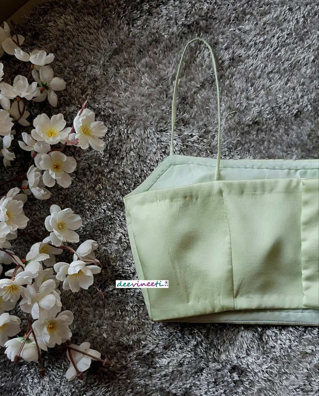 Mint Green Modal Satin Spaghetti Blouse DVBL_093