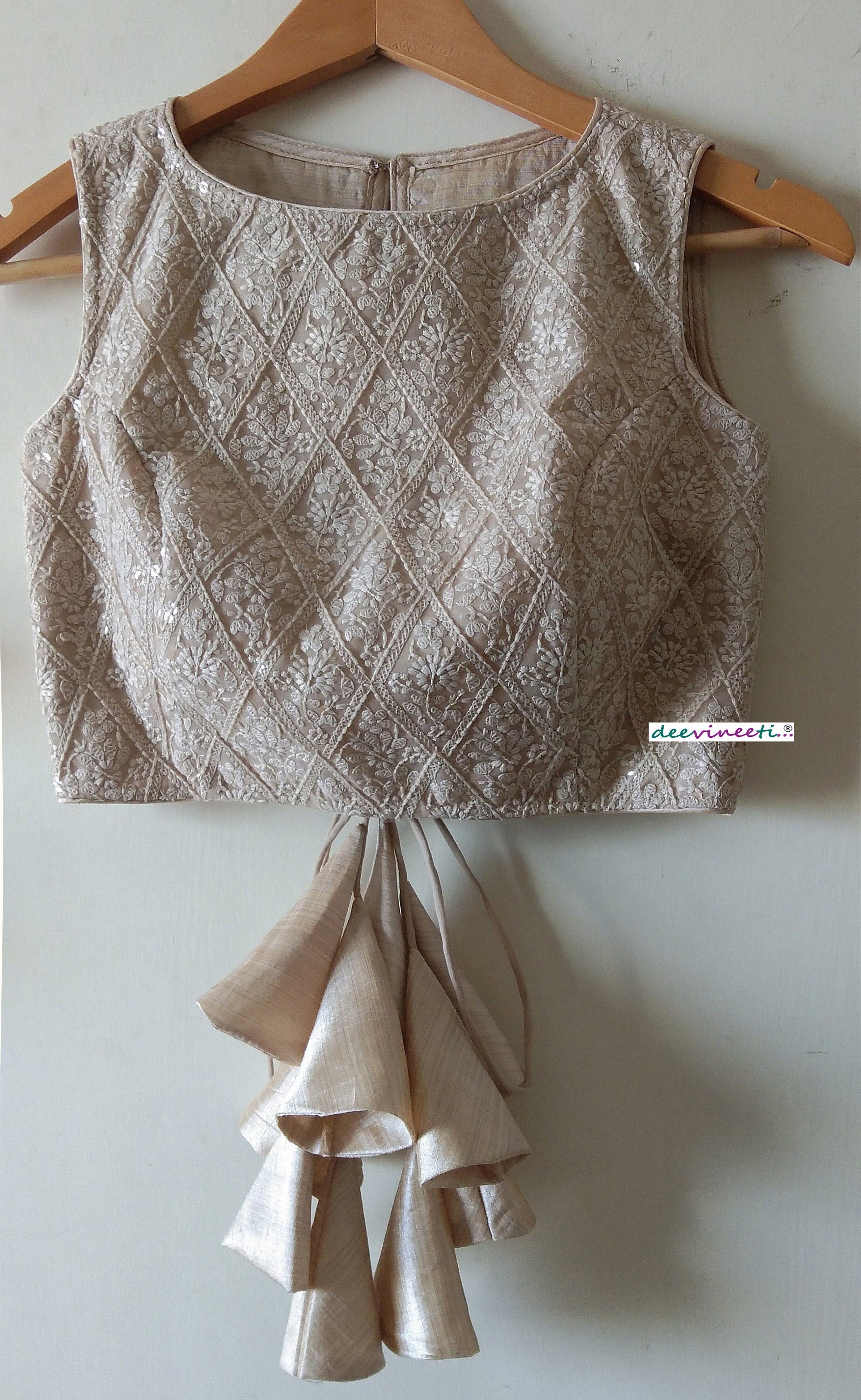 Embroidered Threadwork Beige Blouse DVBL_031