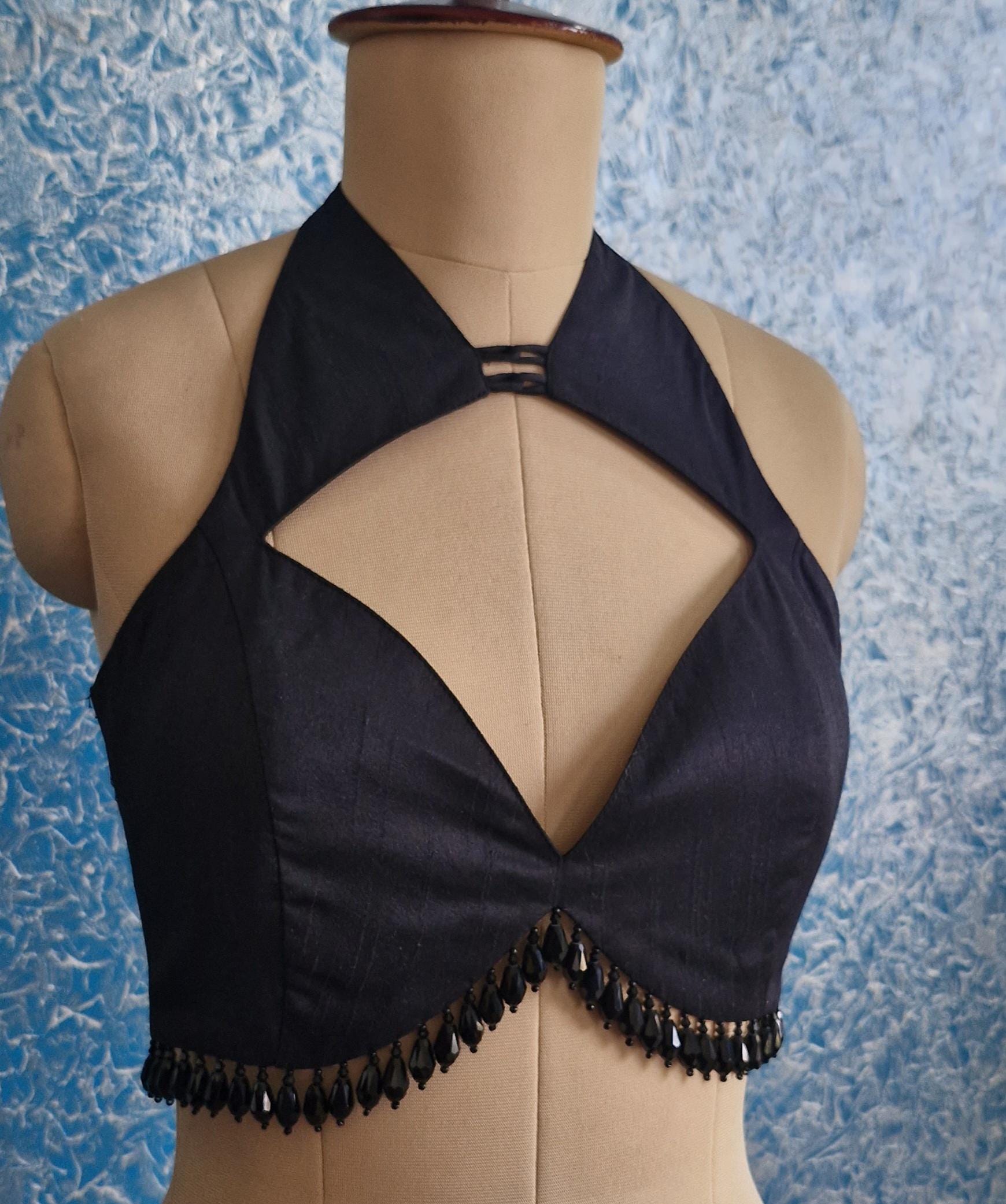 Raw Silk Blouse Deep Sweetheart Halter Neck DVBL_430