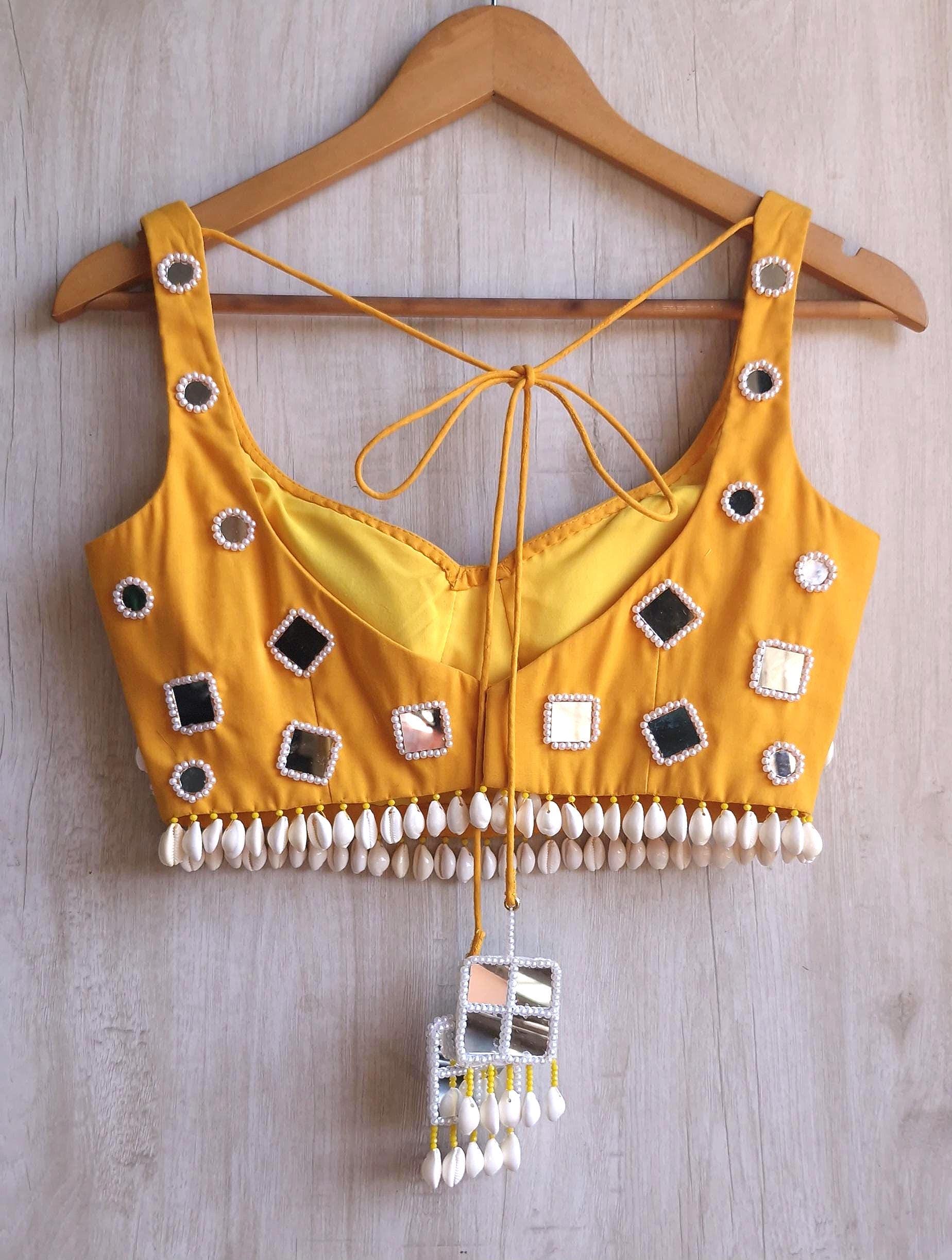 Amber Yellow Rayon Cotton Haldi Blouse DVBL_460