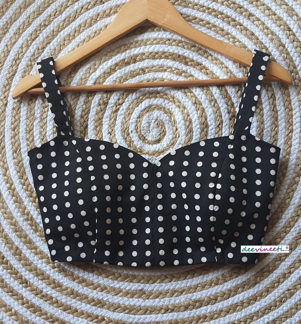 Black Polka Spaghetti Blouse DVBL_076
