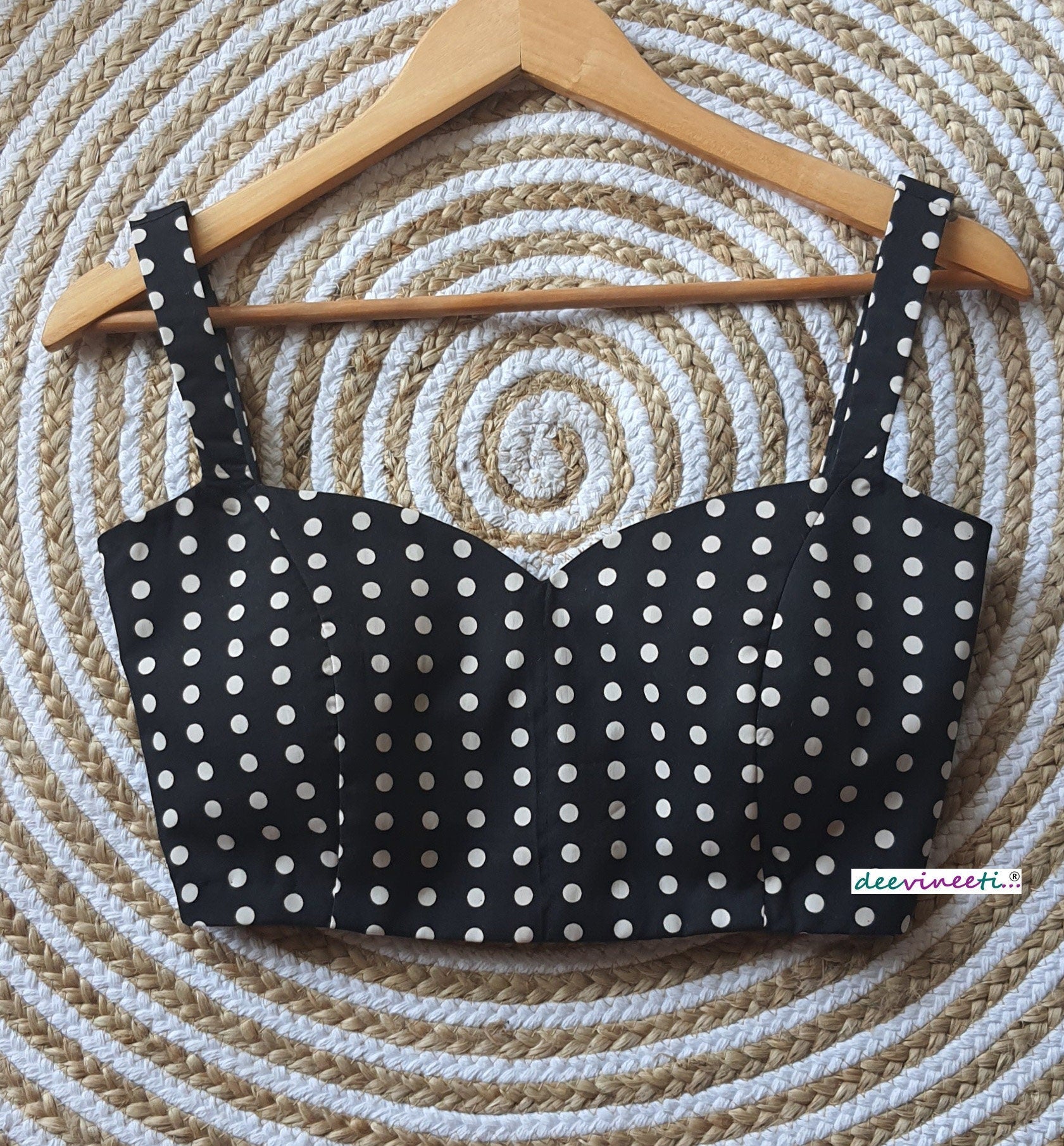 Black Polka Spaghetti Blouse DVBL_076