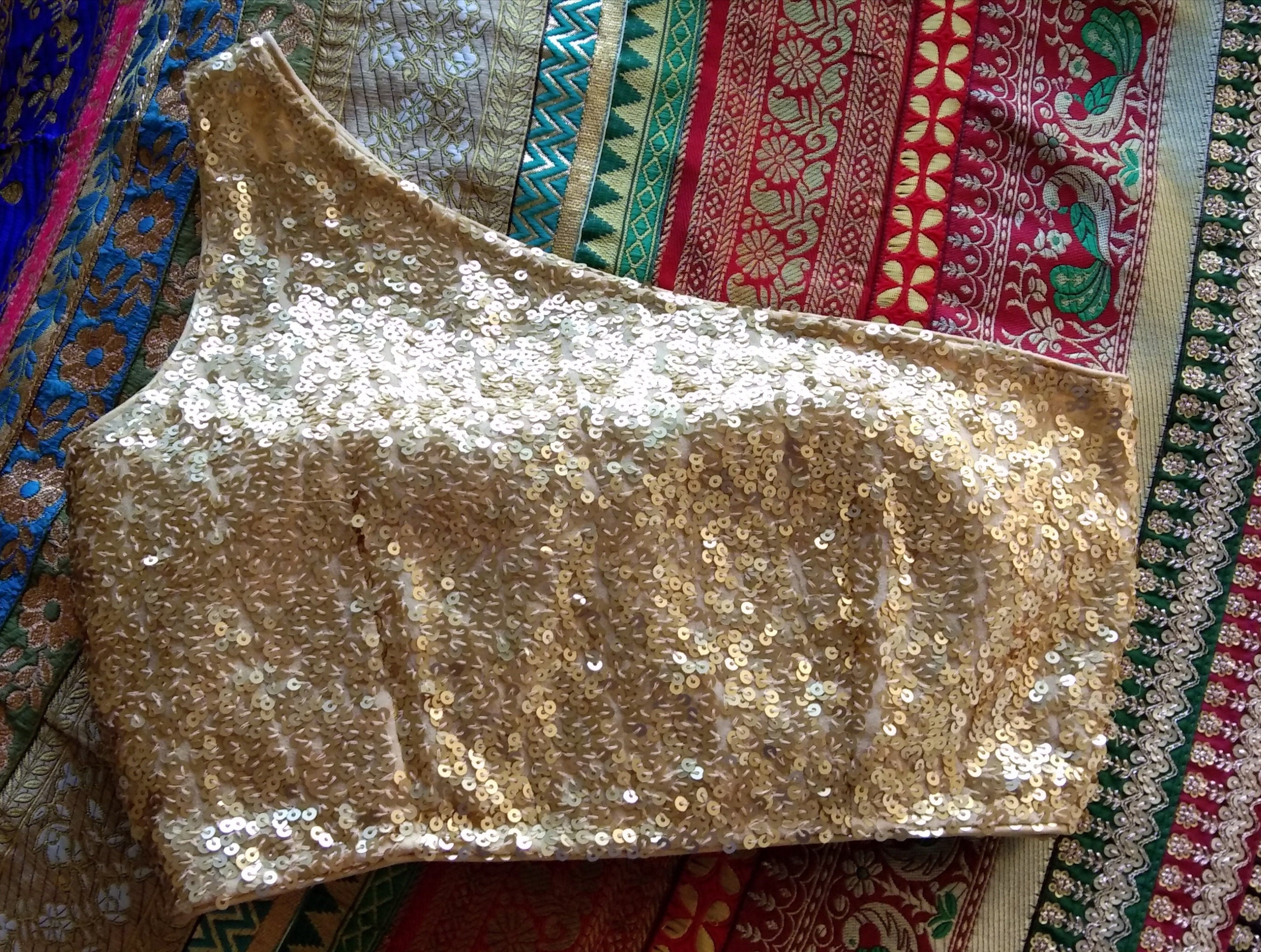 Gold Sequins One Shoulder Blouse DVBL_028
