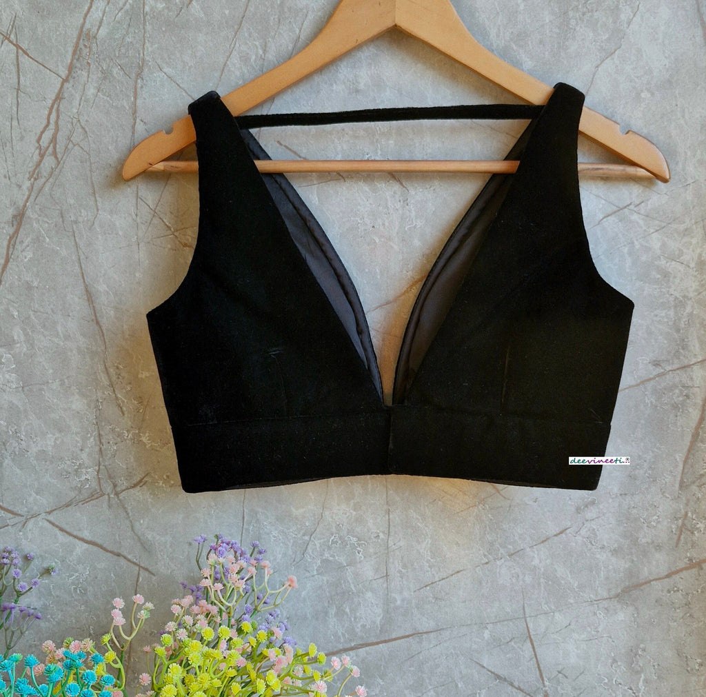 Velvet Plunge Neckline Blouse DVBL_332