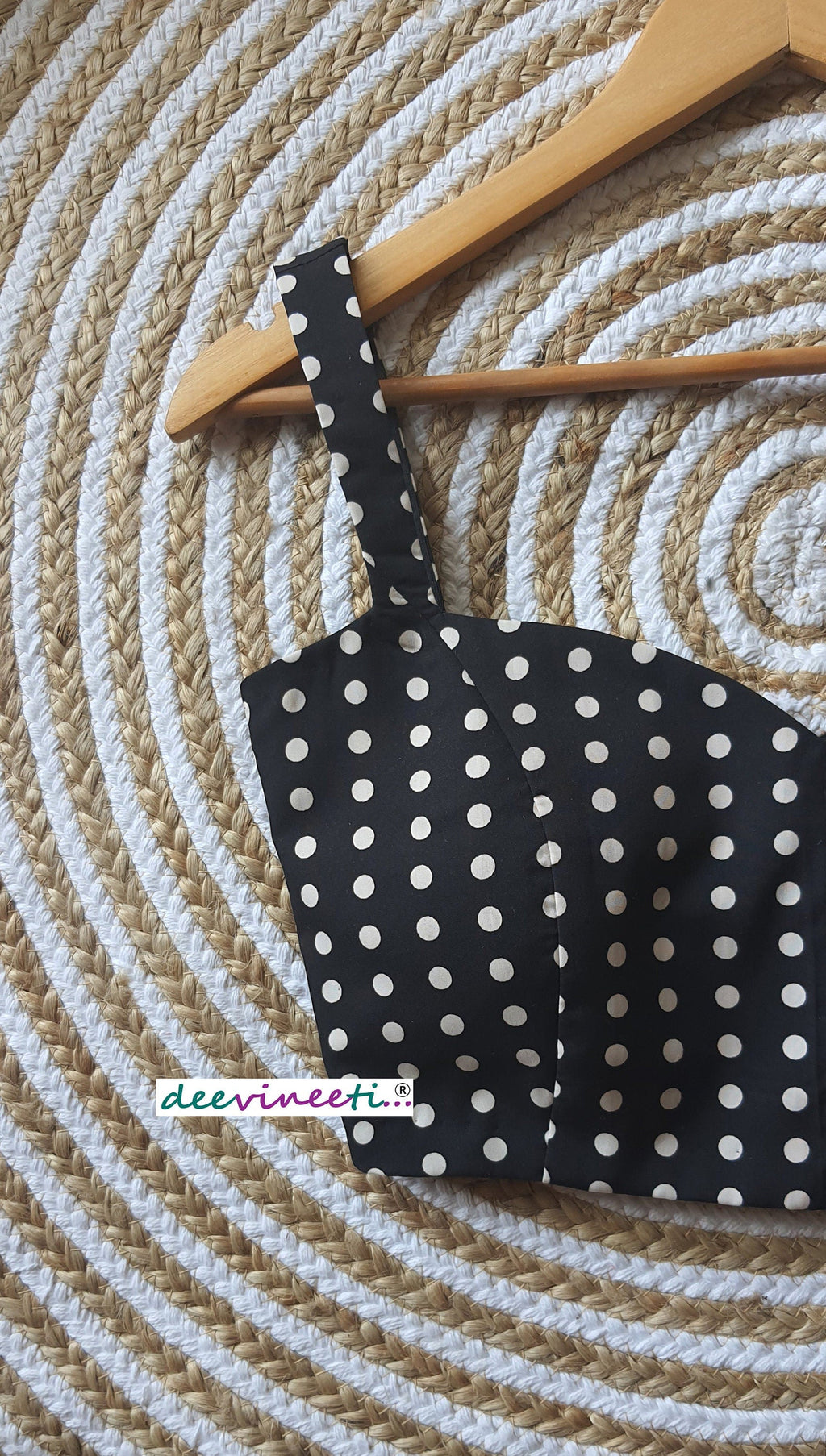 Black Polka Spaghetti Blouse DVBL_076