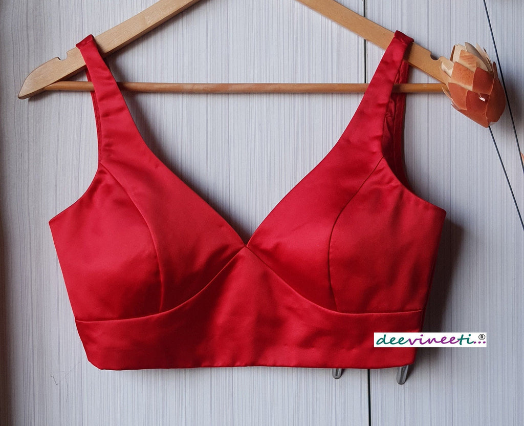 Satin Blouse Deep Sweetheart Neck Sleeveless DVBL_240